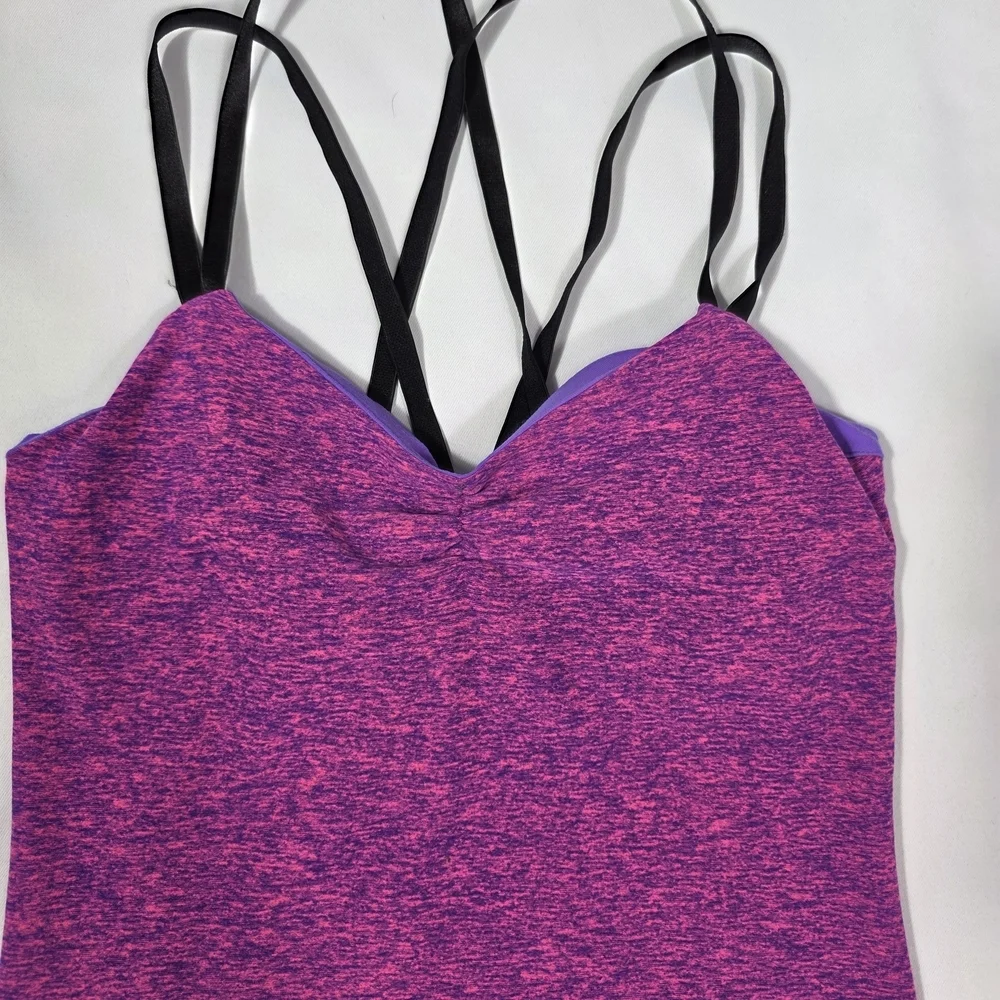 Beyond Yoga Women’s 2Pc Set Size S Pink Purple Leggings & Tank Built-In Bra